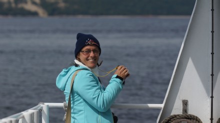 Regula Viridén auf dem Whalewatching Boat