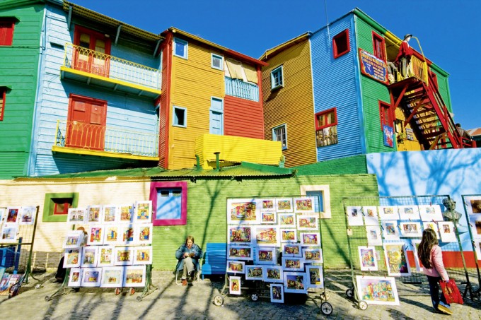 Die farbigen Häuser in La Boca