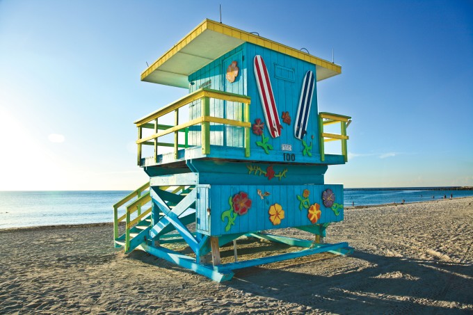 Eeine Lifeguard Hütte in Miami Beach (Photo Credit: Greater Miami Visitors & Convention Bureau)