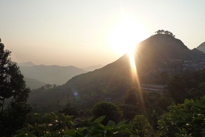 Coucher de soleil sur le Népal 