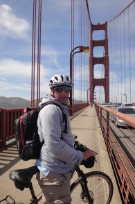 Fahrt mit dem Fahrrad über die Golden Gate Bridge, San Francisco