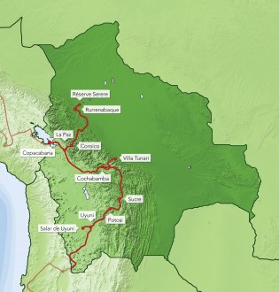 Carte de notre périple en Bolivie