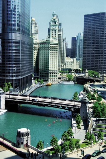 Downtown Chicago mit Blick auf den Chicago River