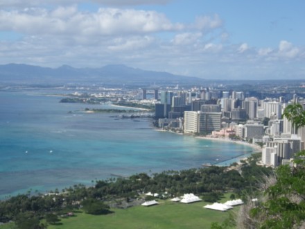 Blick über den Waikiki Beach