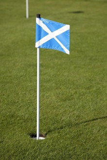 Drapeau de golf reproduisant le drapeau écossais