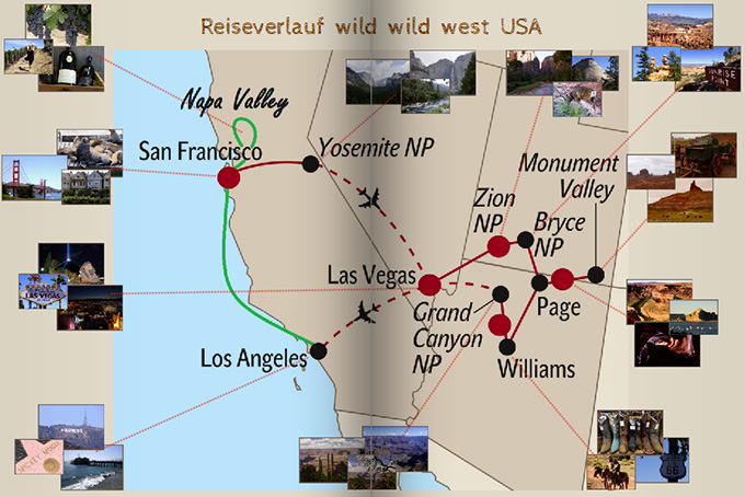 Reiseverlauf Wild Wild West USA